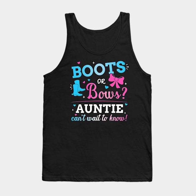 Gender reveal boots or bows auntie matching baby party Tank Top by Designzz